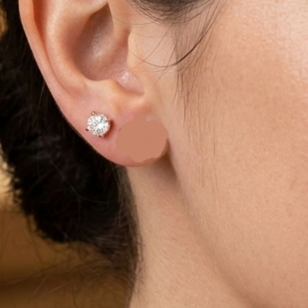 Moissanite Stud Earrings 18 Karat Rose Gold Over 925 Sterling Silver 1.0 cttw